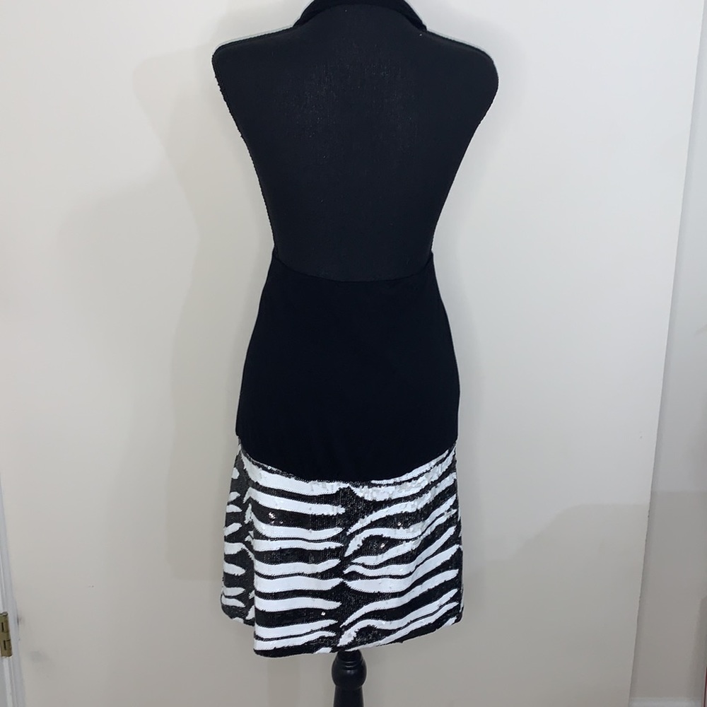 Bebe Zebra Print Sequence Backless Halter For Wom… - image 8